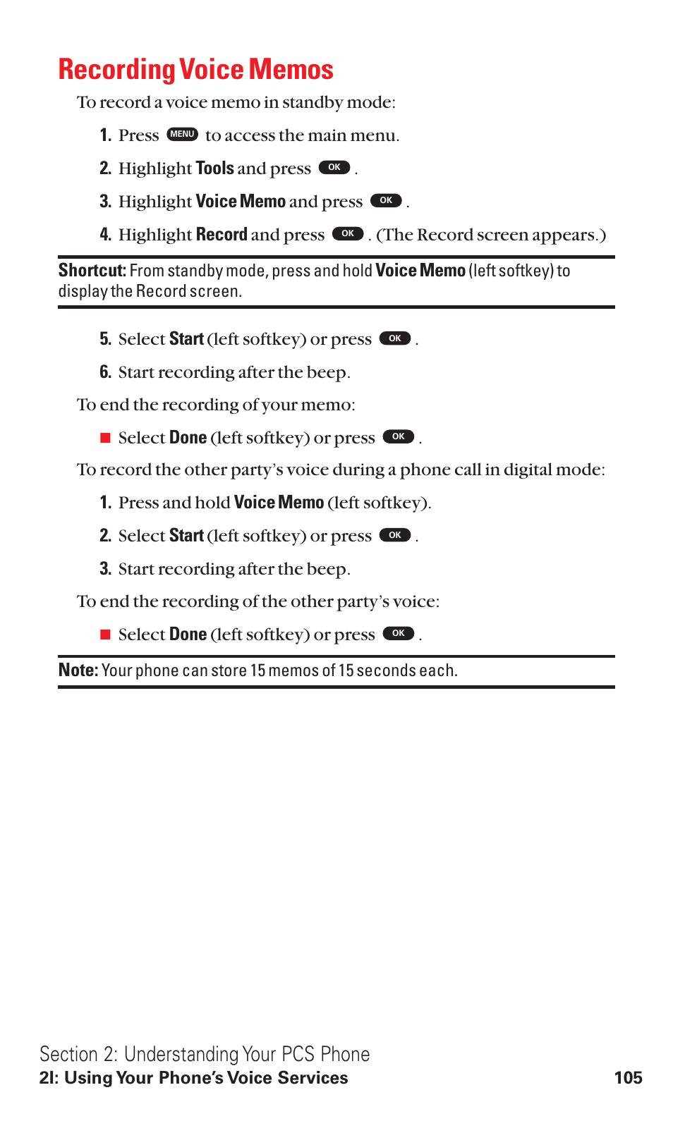 Recording voice memos | Toshiba VM4050 User Manual | Page 116 / 249