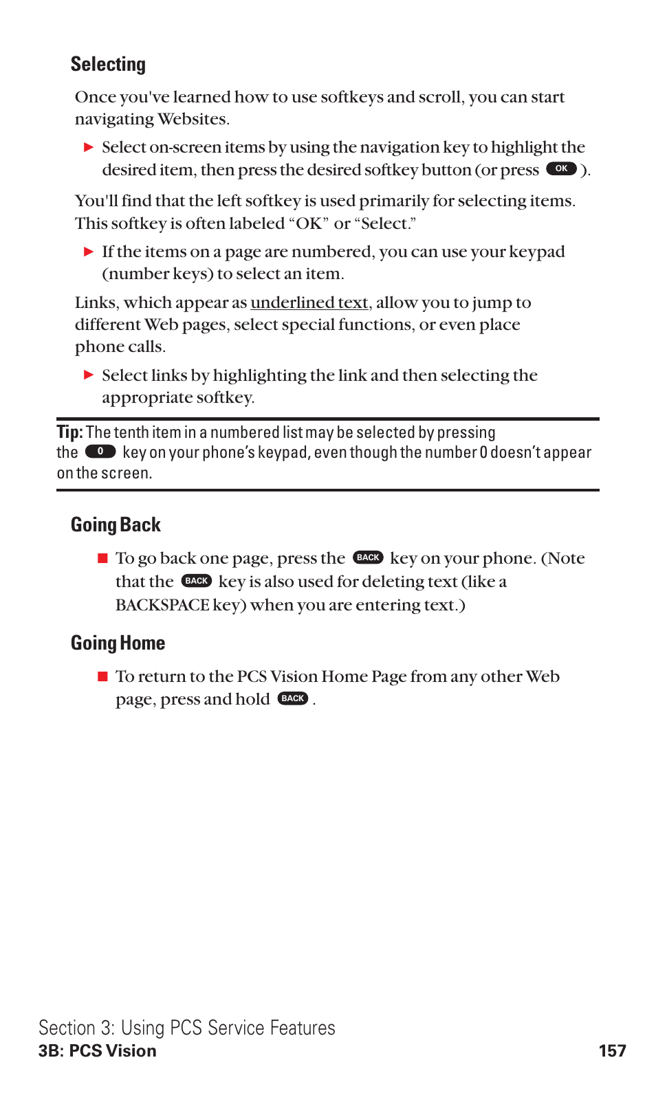 Selecting, Going back, Going home | Toshiba VM4050 User Manual | Page 168 / 249