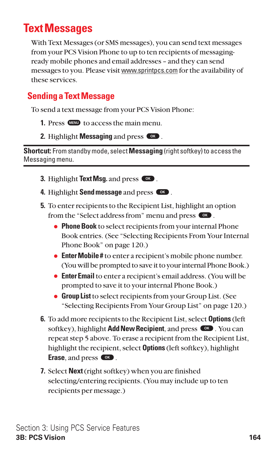 Text messages, Sending a text message | Toshiba VM4050 User Manual | Page 175 / 249