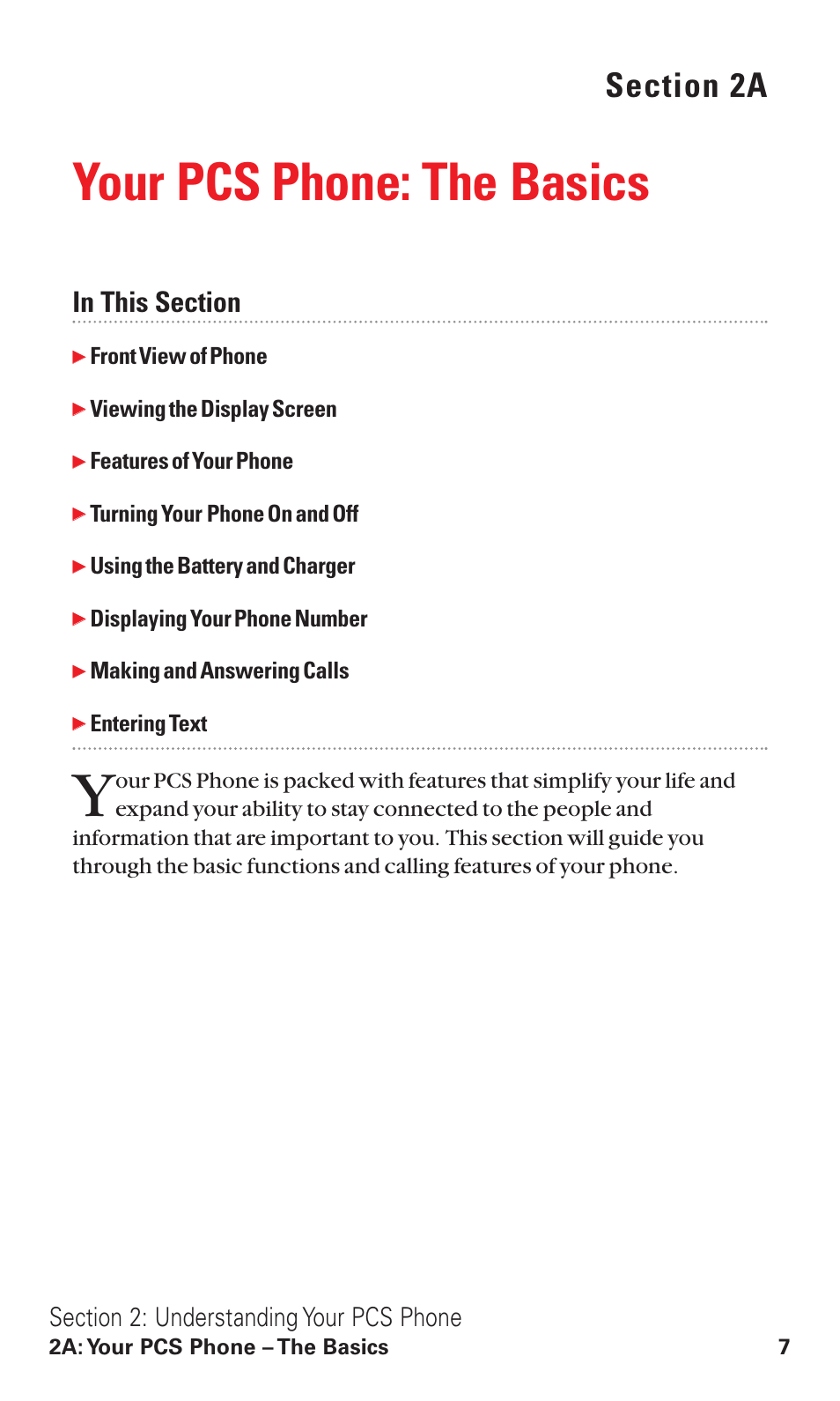 2a. your pcs phone: the basics, Your pcs phone: the basics | Toshiba VM4050 User Manual | Page 18 / 249