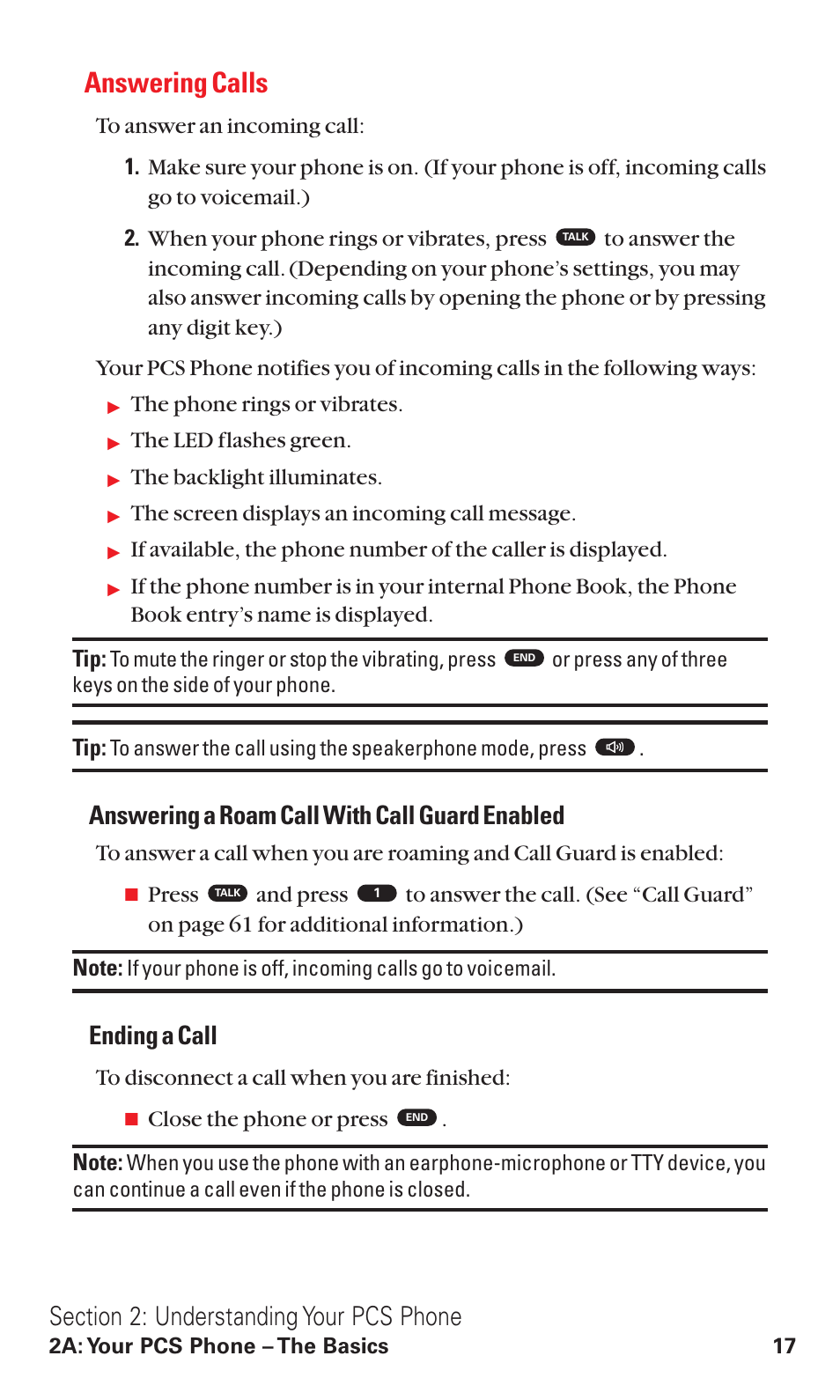 Answering calls, Answering a roam call with call guard enabled, Ending a call | Toshiba VM4050 User Manual | Page 28 / 249