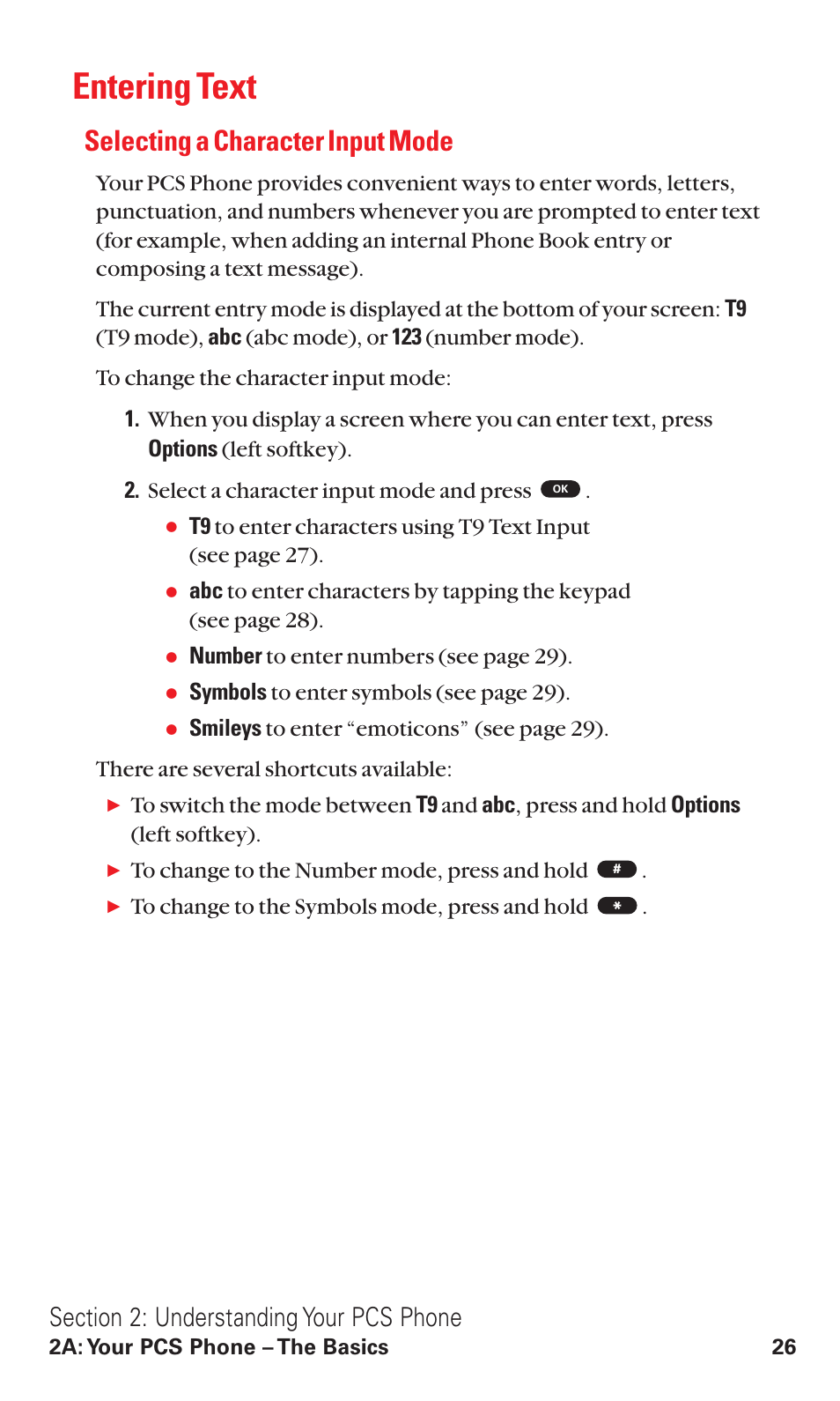 Entering text, Selecting a character input mode | Toshiba VM4050 User Manual | Page 37 / 249