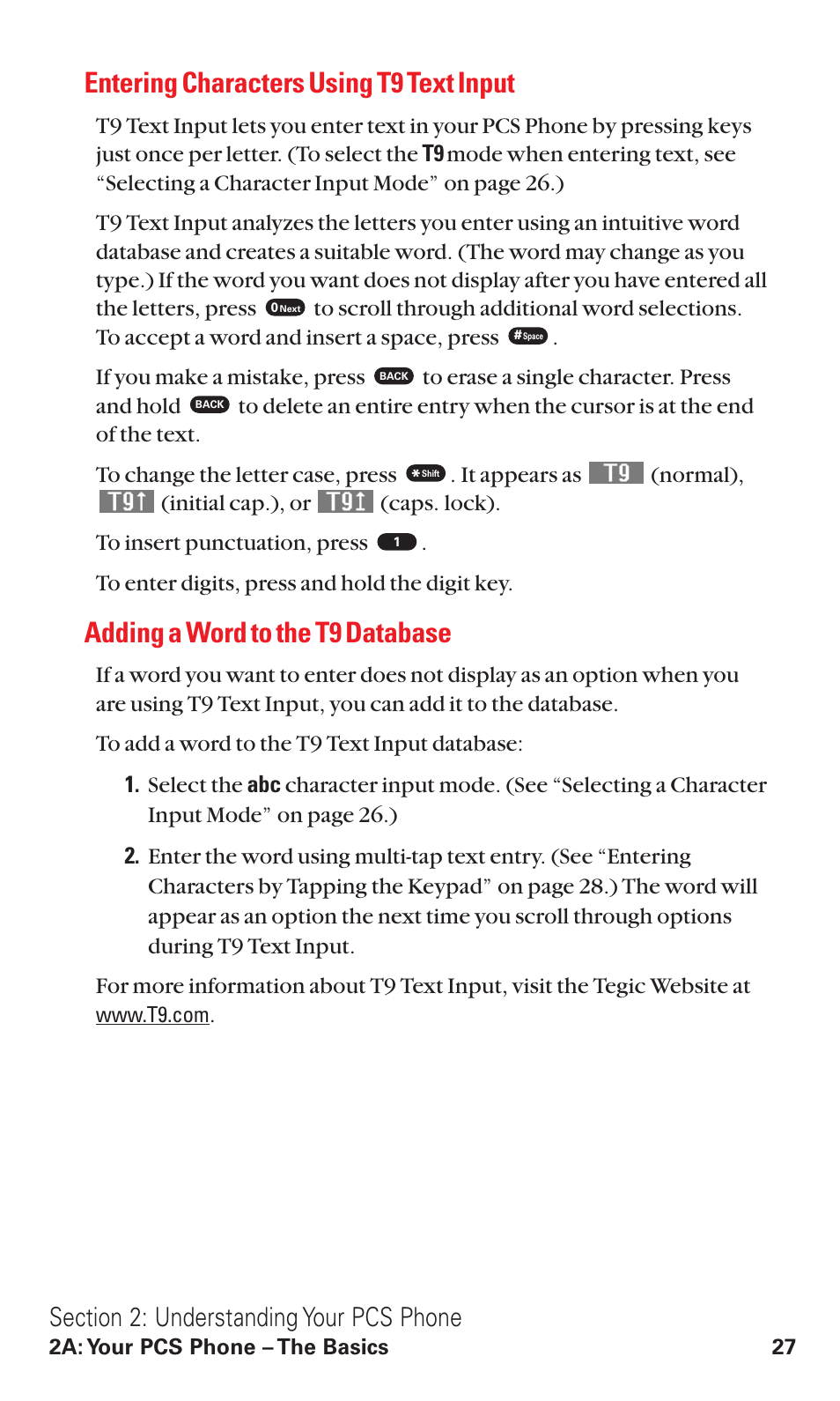 Entering characters using t9 text input, Adding a word to the t9 database | Toshiba VM4050 User Manual | Page 38 / 249