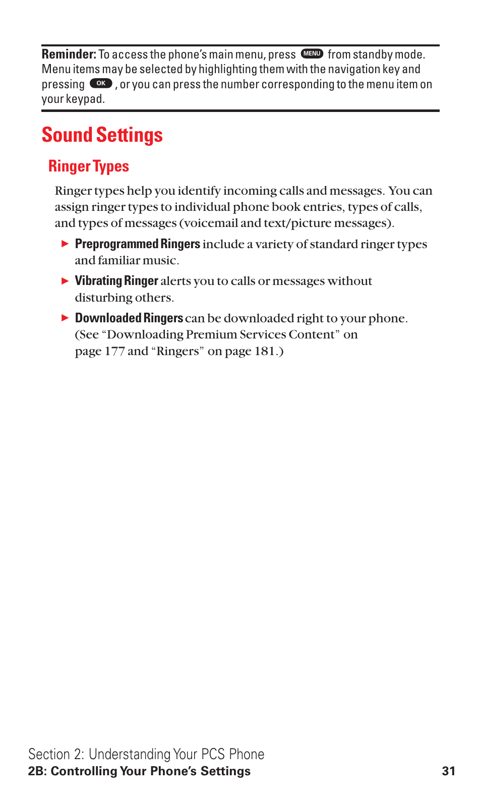 Sound settings, Ringer types | Toshiba VM4050 User Manual | Page 42 / 249