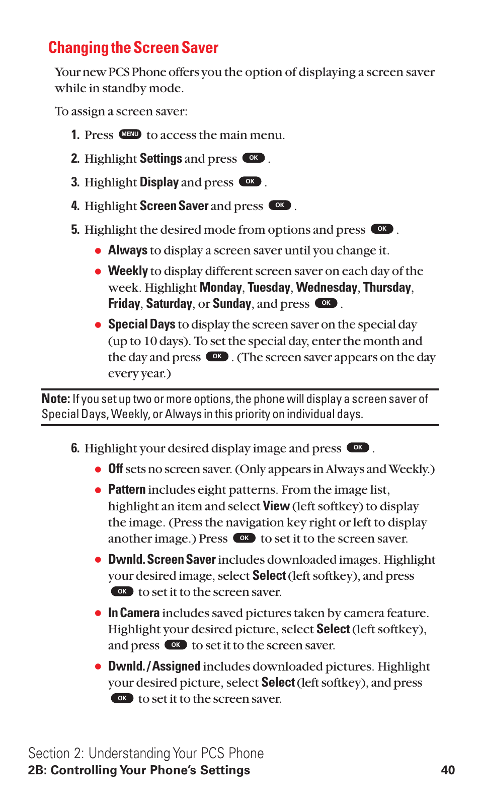 Changing the screen saver, Highlight your desired display image and press, 2b: controlling your phone’s settings 40 | Toshiba VM4050 User Manual | Page 51 / 249