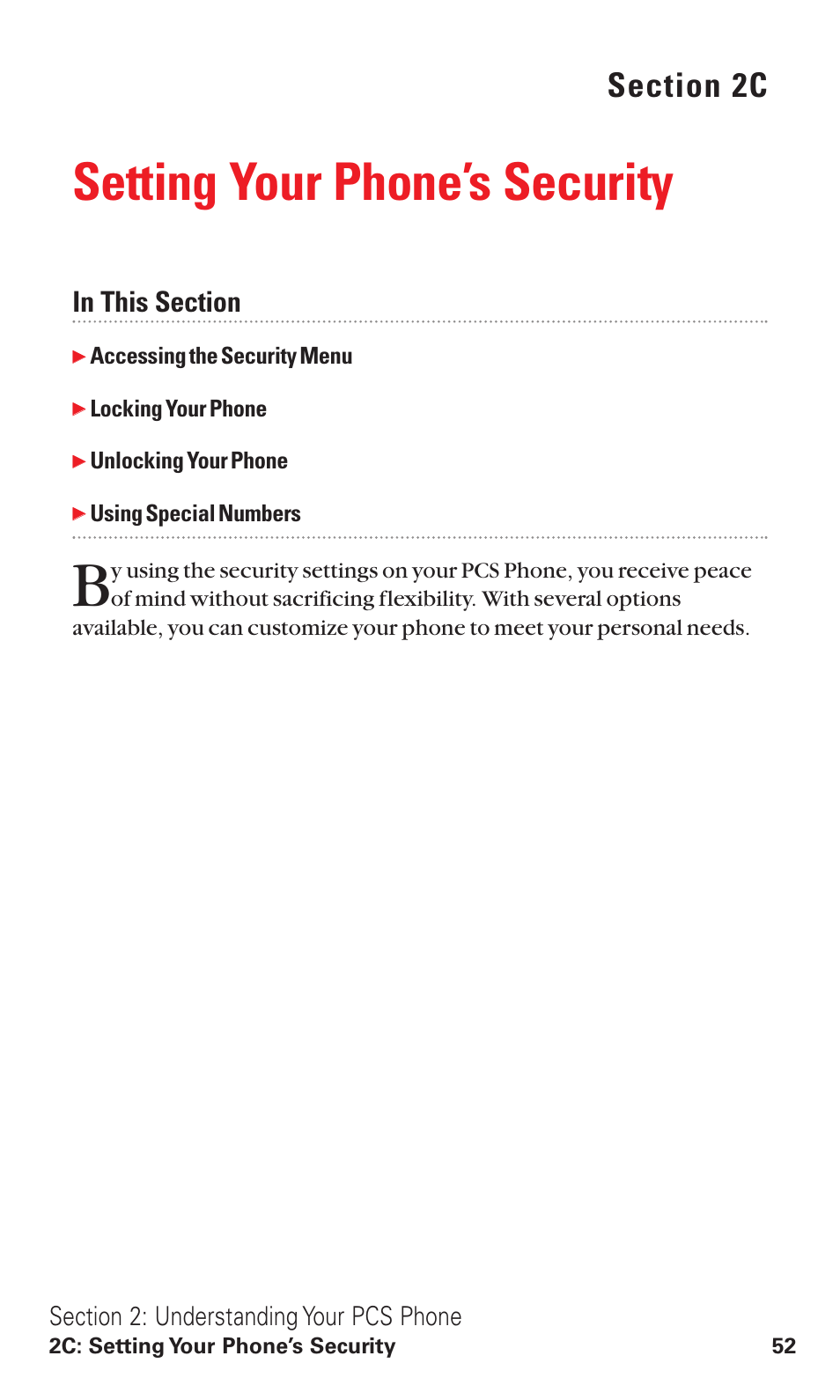 2c. setting your phone’s security, Setting your phone’s security | Toshiba VM4050 User Manual | Page 63 / 249