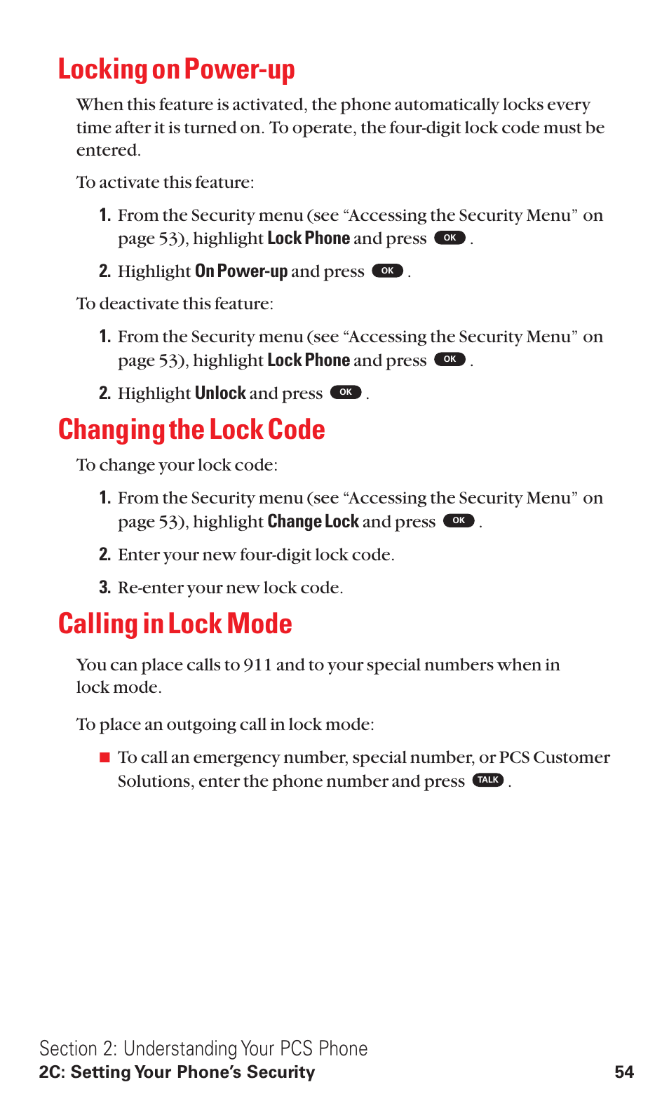 Locking on power-up, Changing the lock code, Calling in lock mode | Toshiba VM4050 User Manual | Page 65 / 249