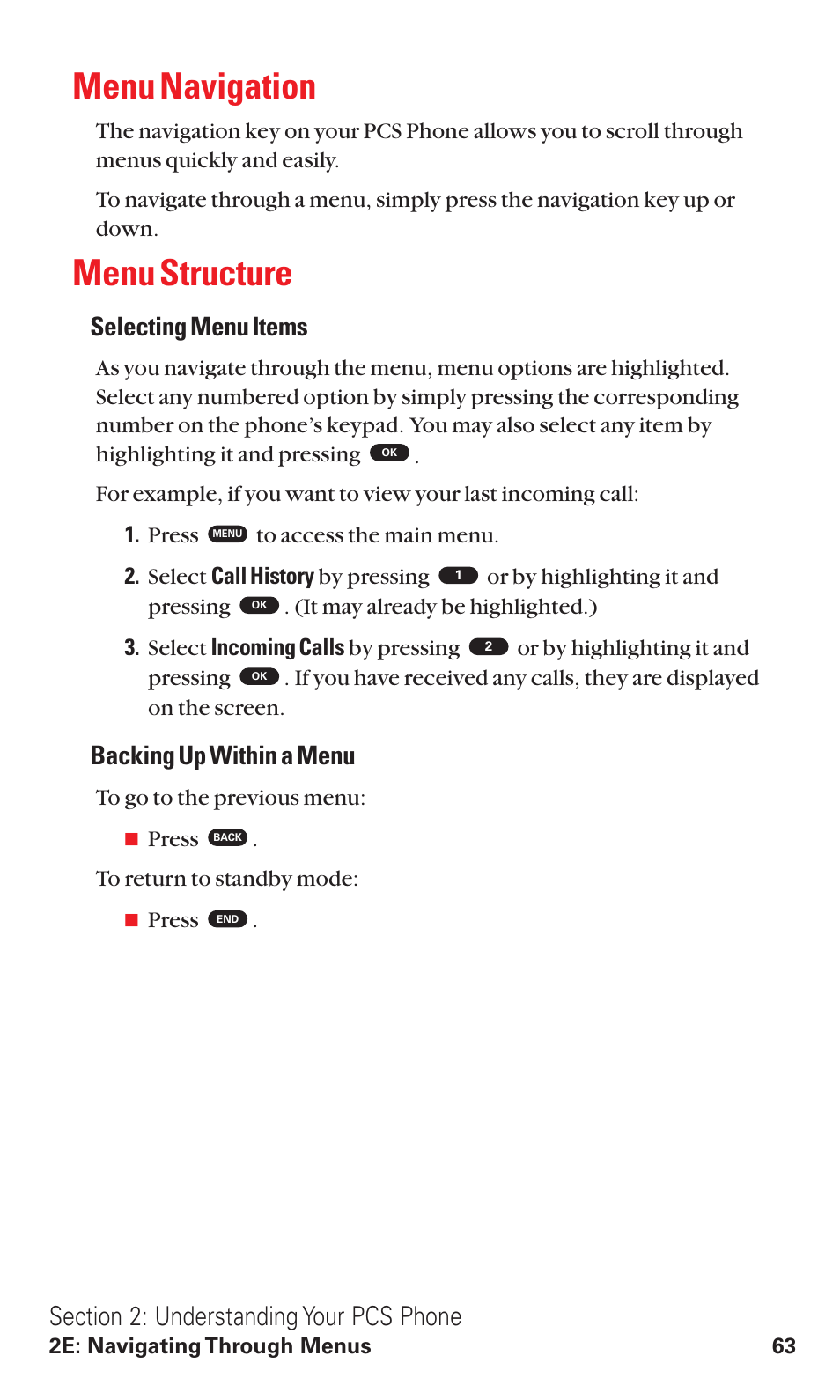 Menu navigation, Menu structure, Selecting menu items | Backing up within a menu | Toshiba VM4050 User Manual | Page 74 / 249