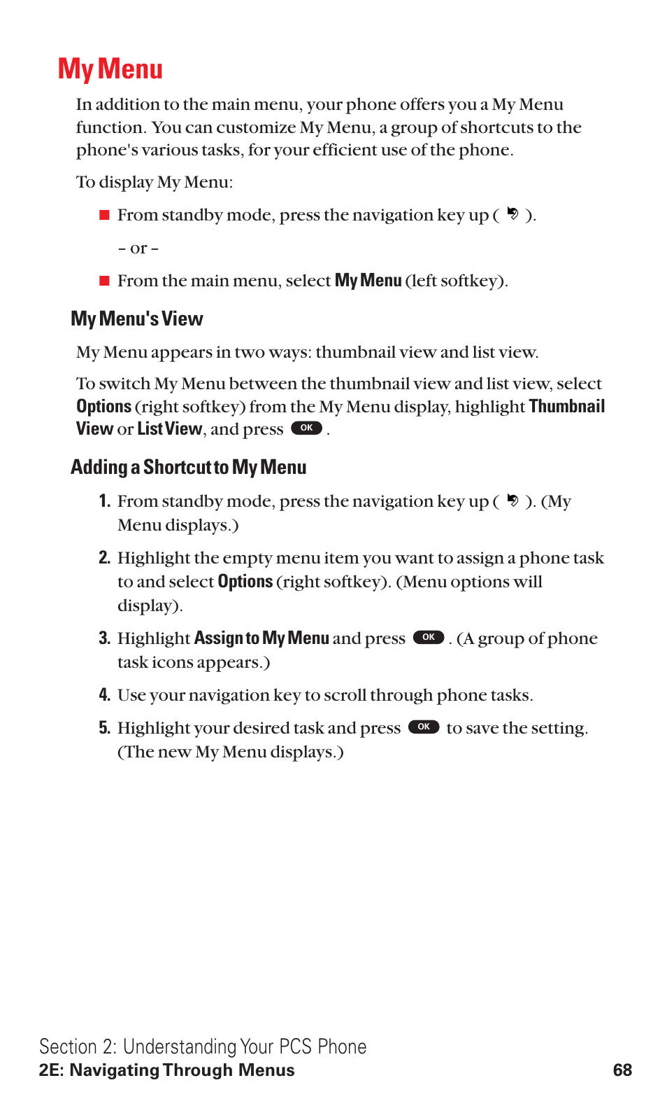 My menu, My menu's view, Adding a shortcut to my menu | Toshiba VM4050 User Manual | Page 79 / 249