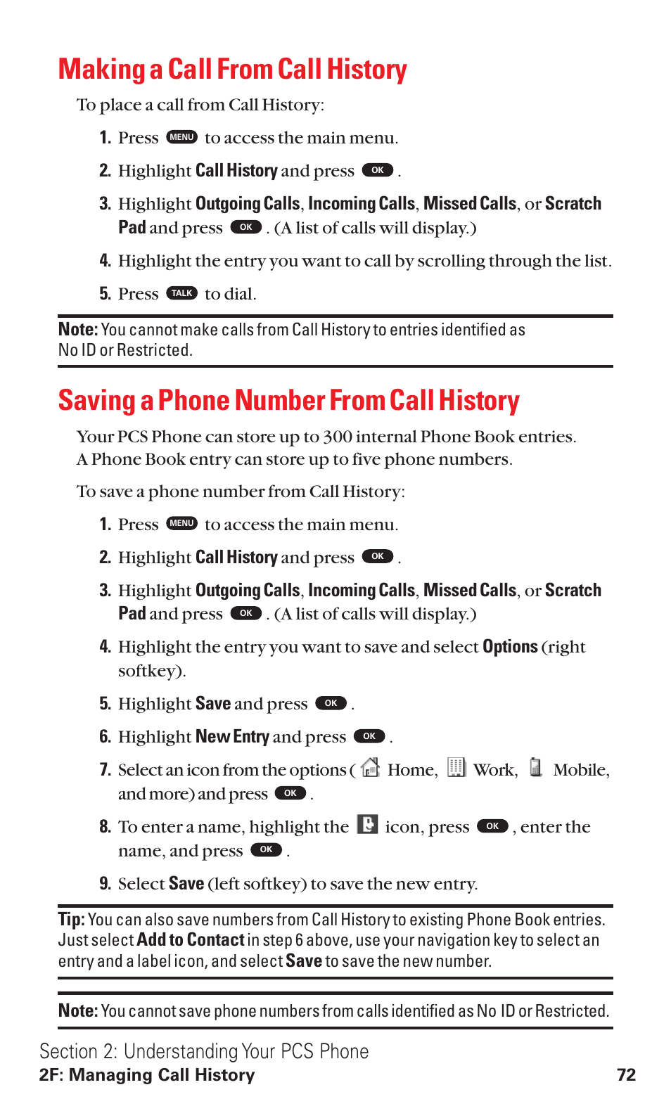 Making a call from call history, Saving a phone number from call history | Toshiba VM4050 User Manual | Page 83 / 249