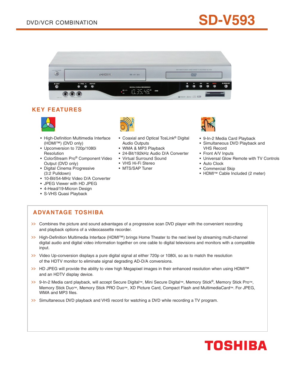 Toshiba SD-V593 User Manual | 2 pages