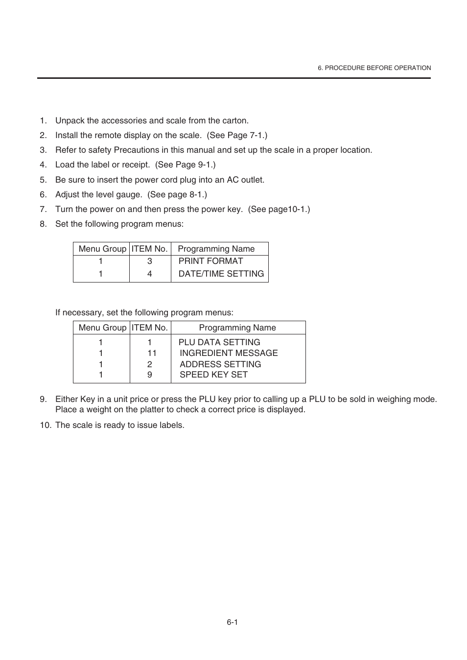 Procedure before operation | Toshiba TEC SL-9000-ESB-X SERIES User Manual | Page 19 / 72