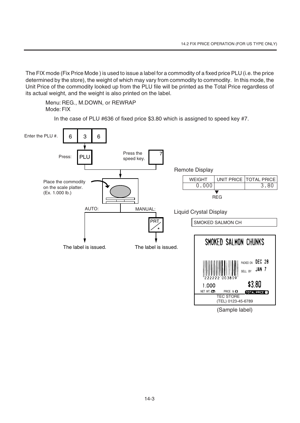 Fix price operation (for us type only), 2 fix price operation (for us type only) | Toshiba TEC SL-9000-ESB-X SERIES User Manual | Page 50 / 72