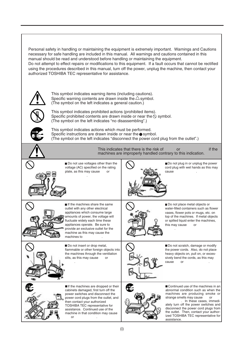 Warning, Safety summary, Meanings of each symbol | Toshiba TEC SL-9000-ESB-X SERIES User Manual | Page 6 / 72