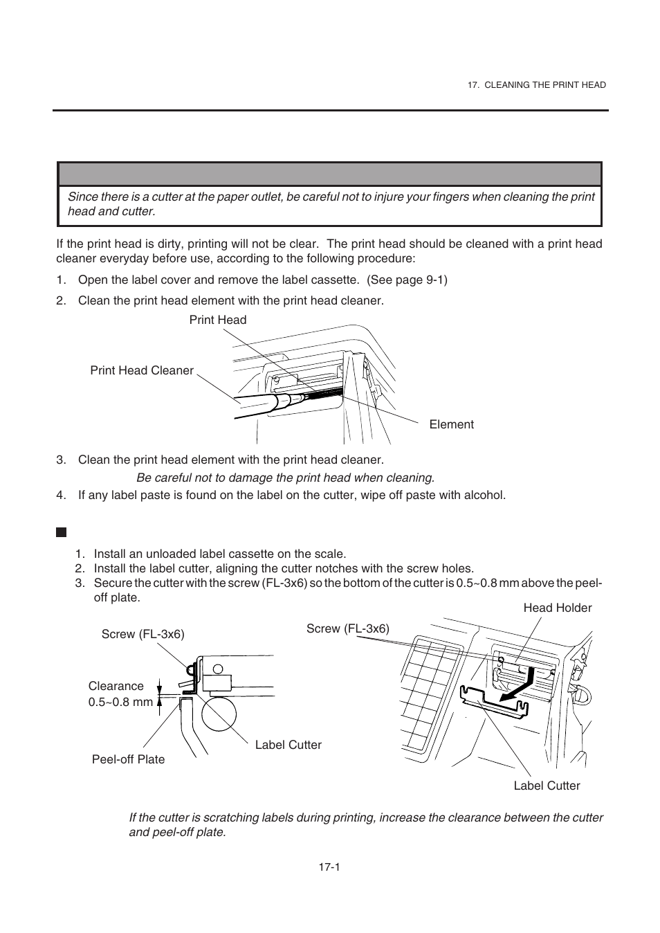 Cleaning the print head | Toshiba TEC SL-9000-ESB-X SERIES User Manual | Page 69 / 72