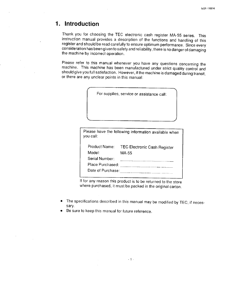 Introduction | Toshiba MA-55 User Manual | Page 3 / 48