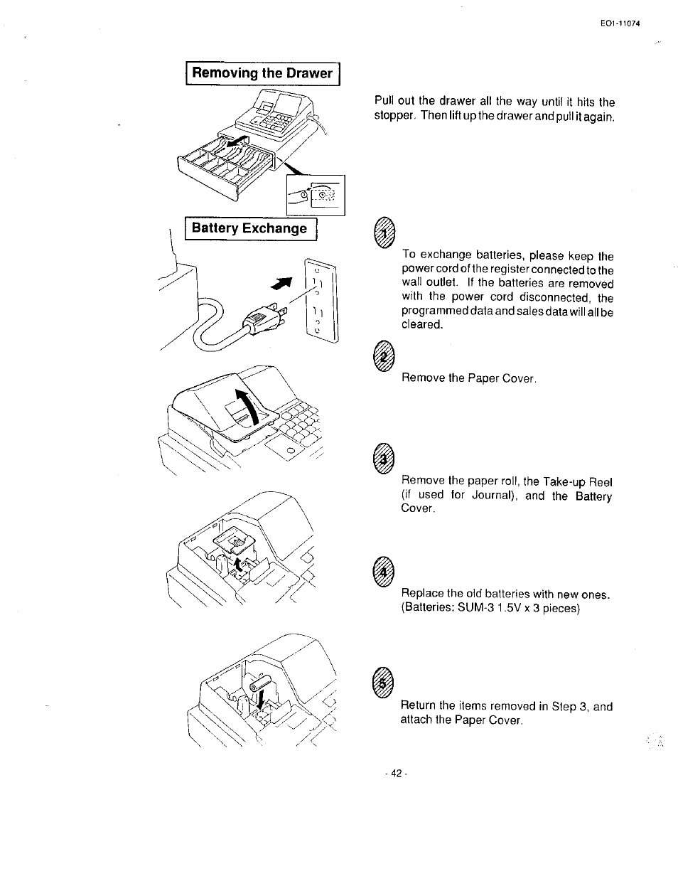 Removing the drawer | Toshiba MA-55 User Manual | Page 44 / 48