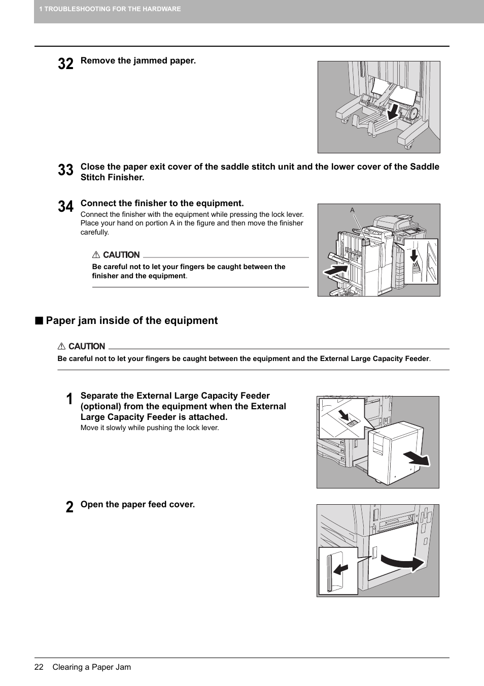 Paper jam inside of the equipment, P.22), P.22 | Unit area) ( p.22 | Toshiba E-STUDIO 755 User Manual | Page 24 / 104