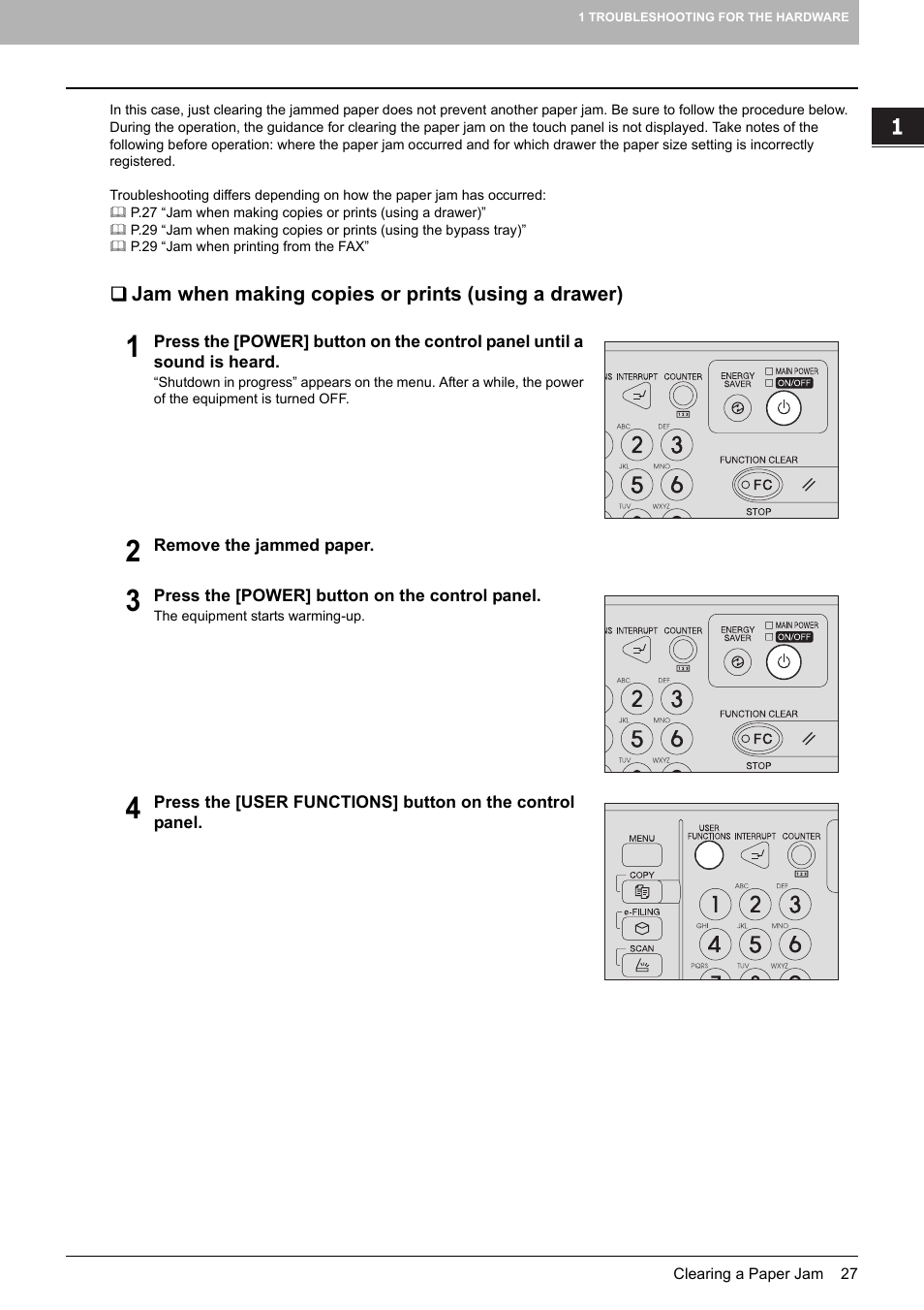 Jam when making copies or prints (using a drawer) | Toshiba E-STUDIO 755 User Manual | Page 29 / 104