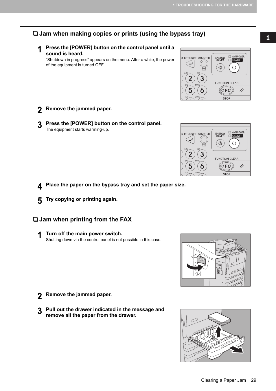 Jam when printing from the fax, P.29 “jam when printing from the fax | Toshiba E-STUDIO 755 User Manual | Page 31 / 104