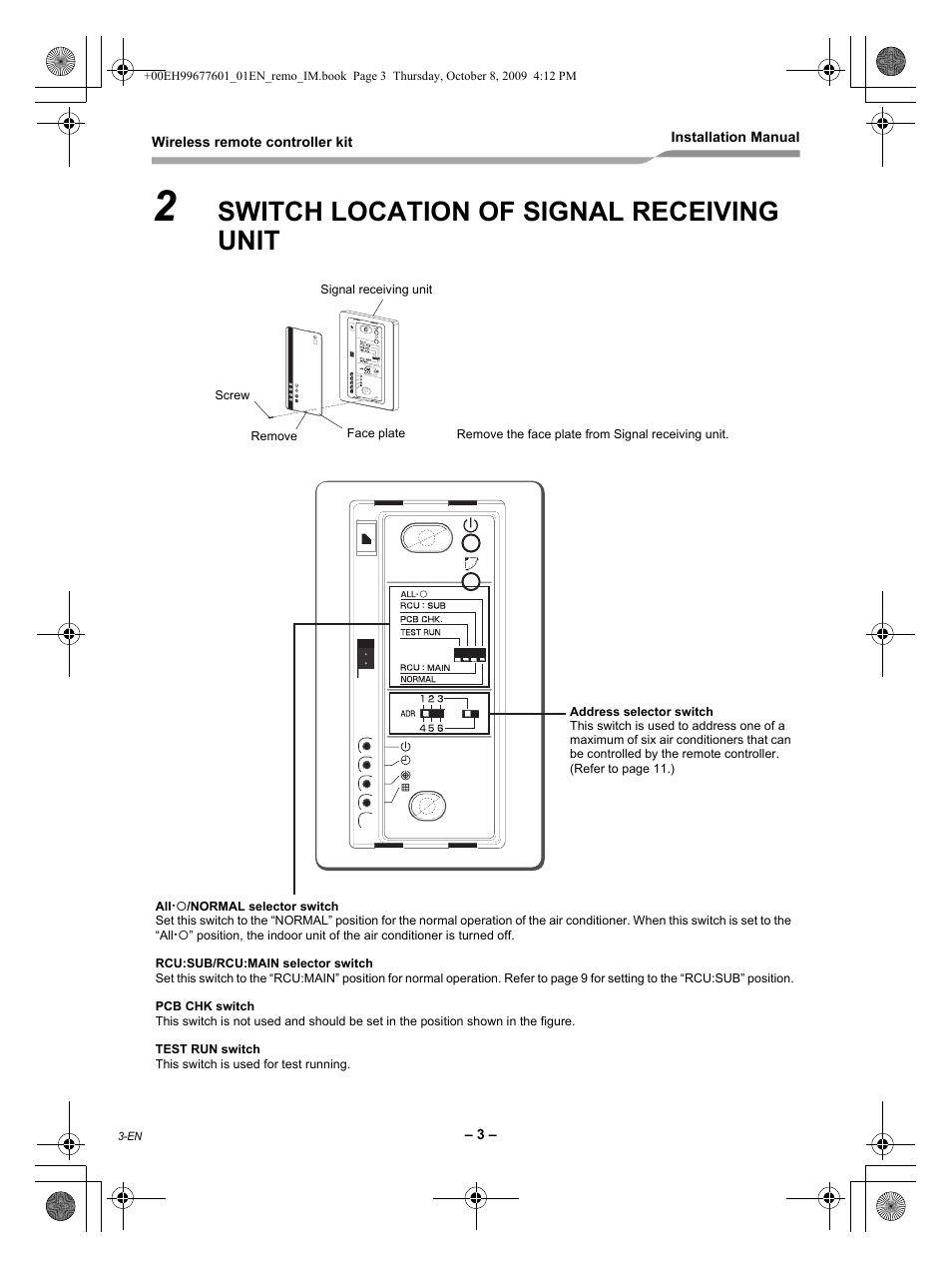 Switch location of signal receiving unit | Toshiba TCB-AX21UL User Manual | Page 4 / 16