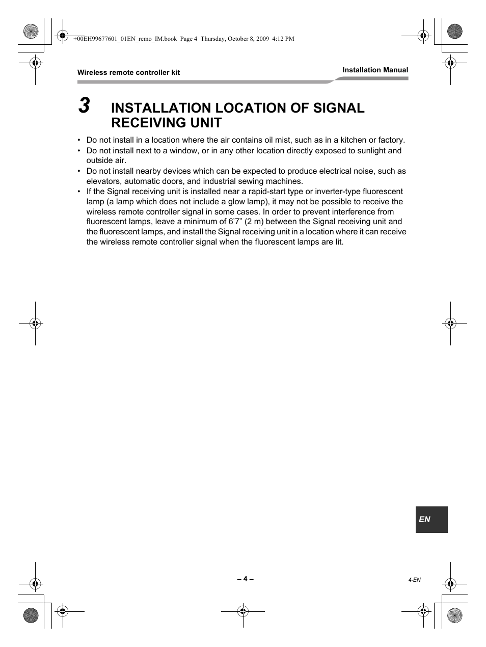 Installation location of signal receiving unit | Toshiba TCB-AX21UL User Manual | Page 5 / 16