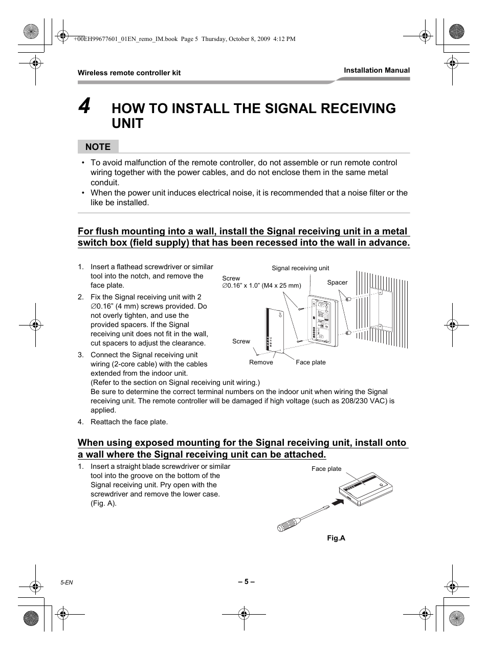 How to install the signal receiving unit | Toshiba TCB-AX21UL User Manual | Page 6 / 16