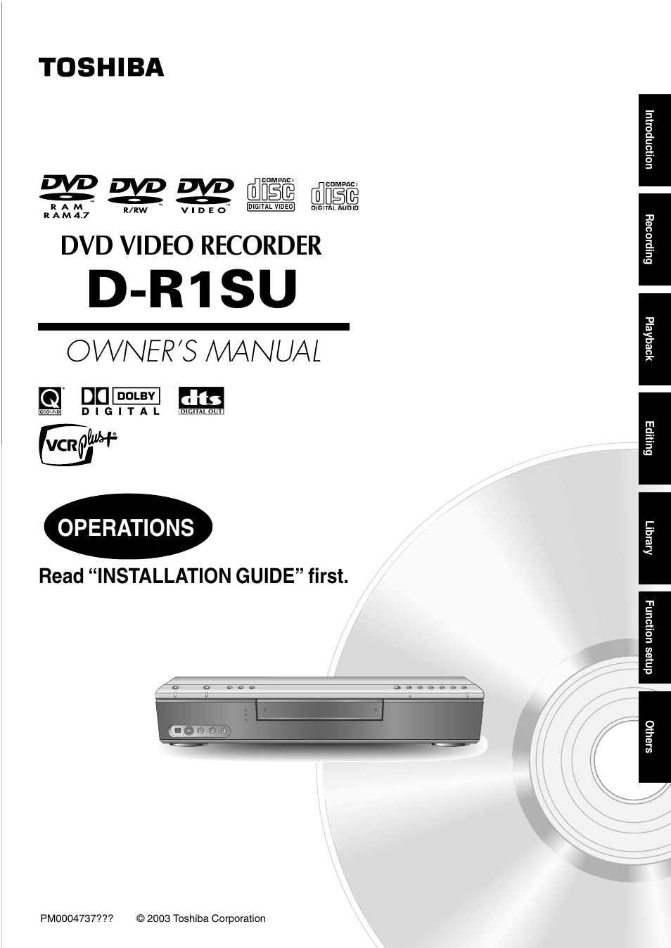 Toshiba D-R1SU User Manual | 144 pages