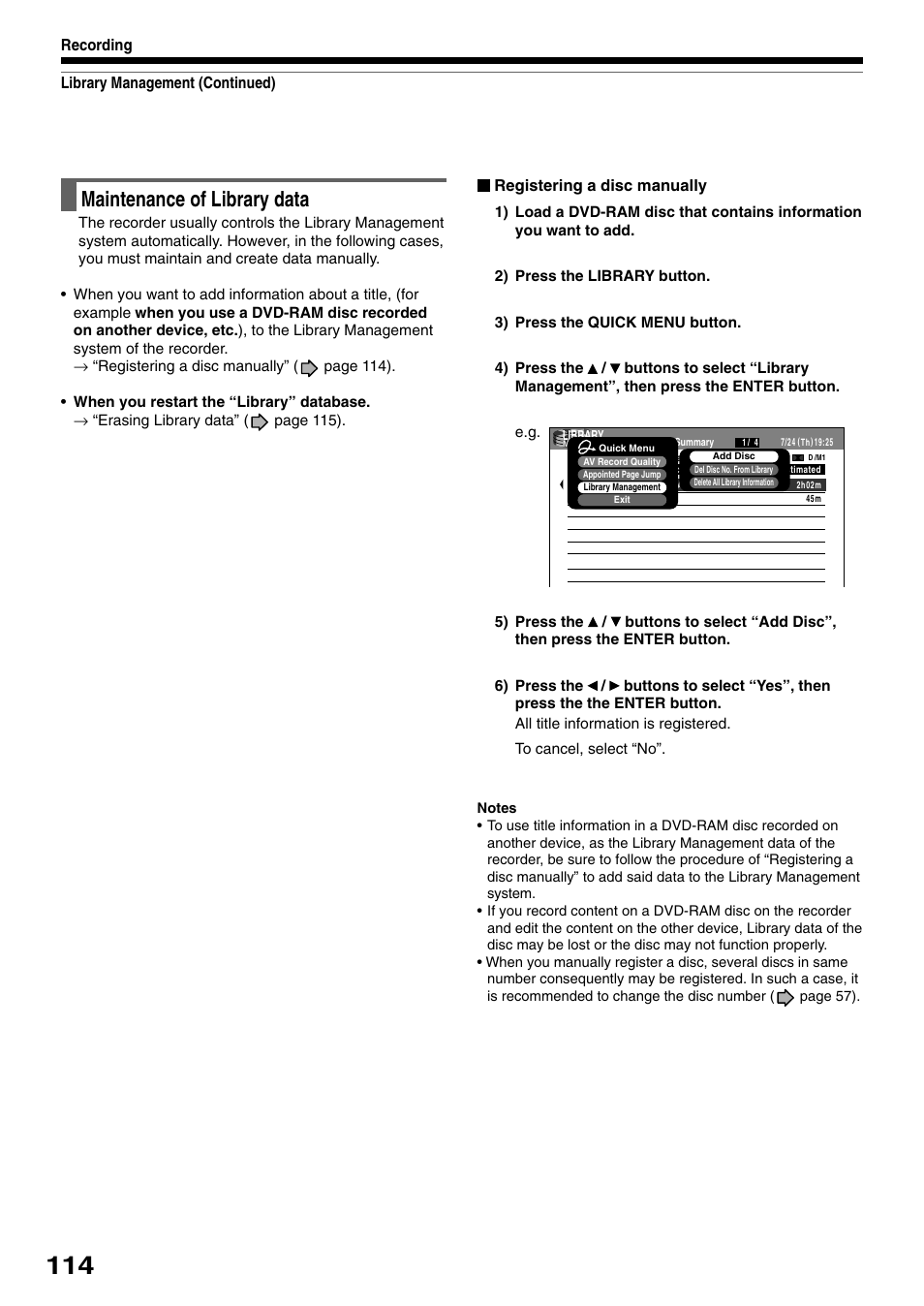 Maintenance of library data | Toshiba D-R1SU User Manual | Page 114 / 144