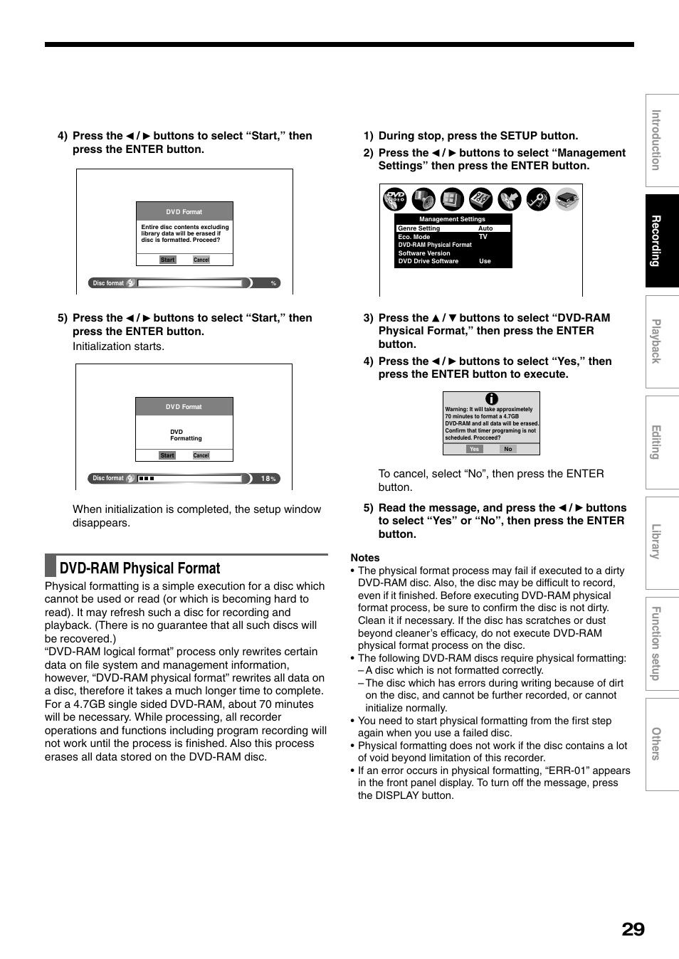 Dvd-ram physical format | Toshiba D-R1SU User Manual | Page 29 / 144