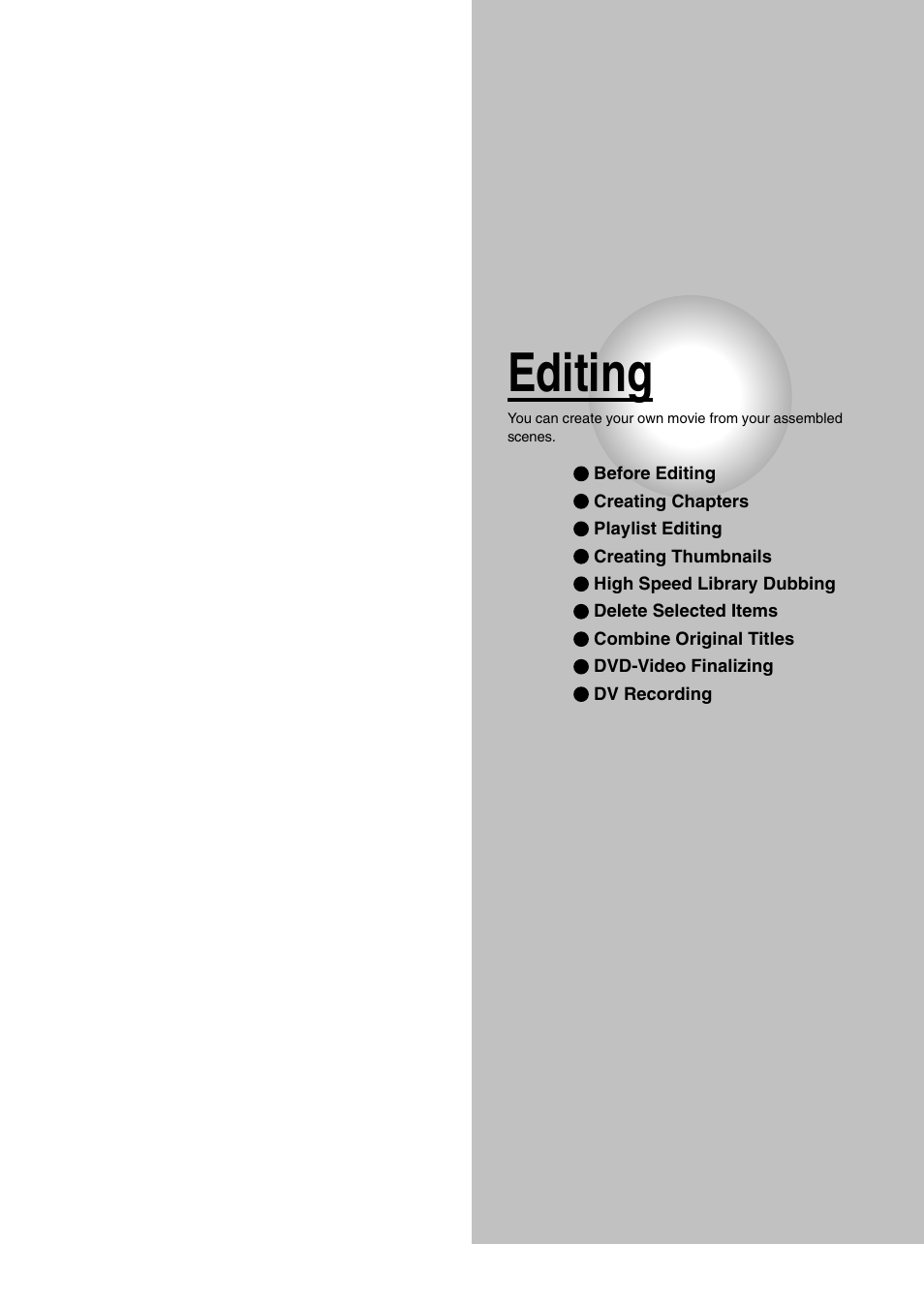 Editing | Toshiba D-R1SU User Manual | Page 81 / 144