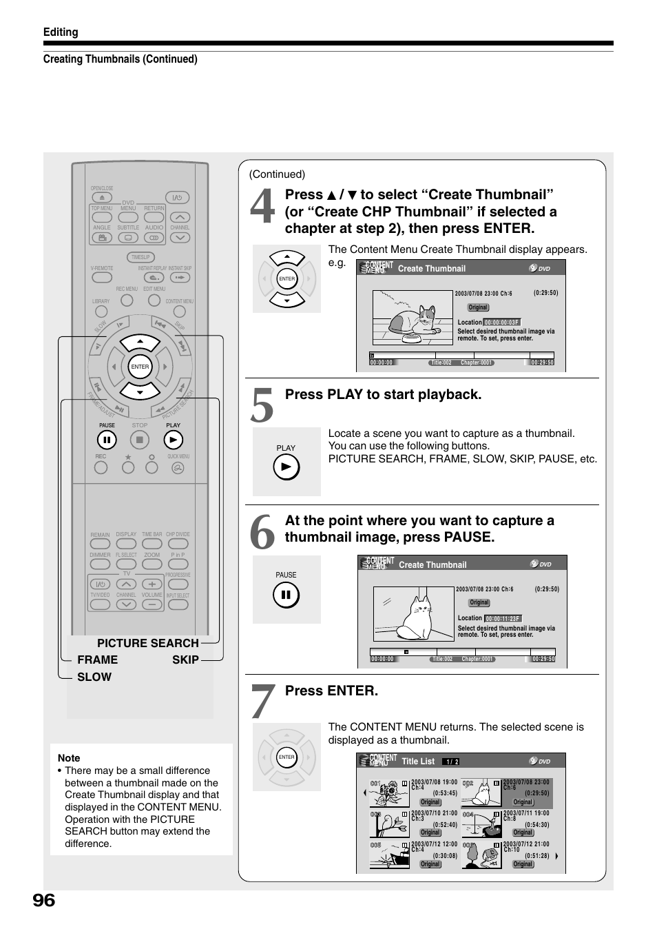 Press play to start playback, Press enter | Toshiba D-R1SU User Manual | Page 96 / 144