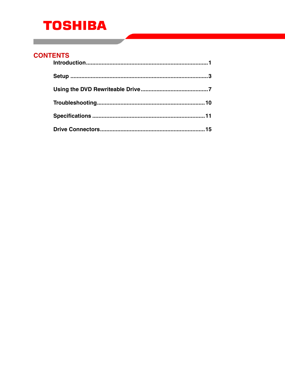 Toshiba REWRITEABLE DRIVE SD-R5372 User Manual | Page 2 / 18