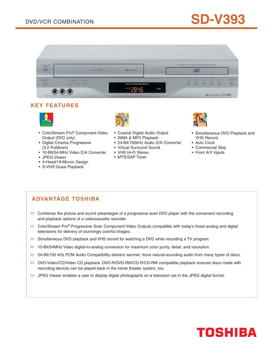 Toshiba SD-V393 User Manual | 2 pages