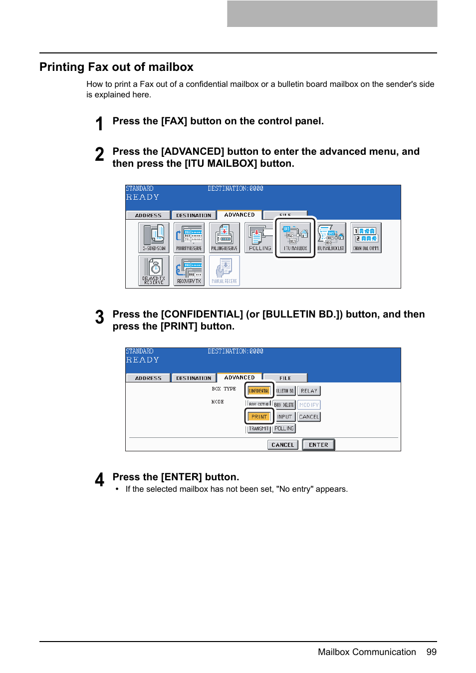 Printing fax out of mailbox | Toshiba GD-1210 User Manual | Page 101 / 190