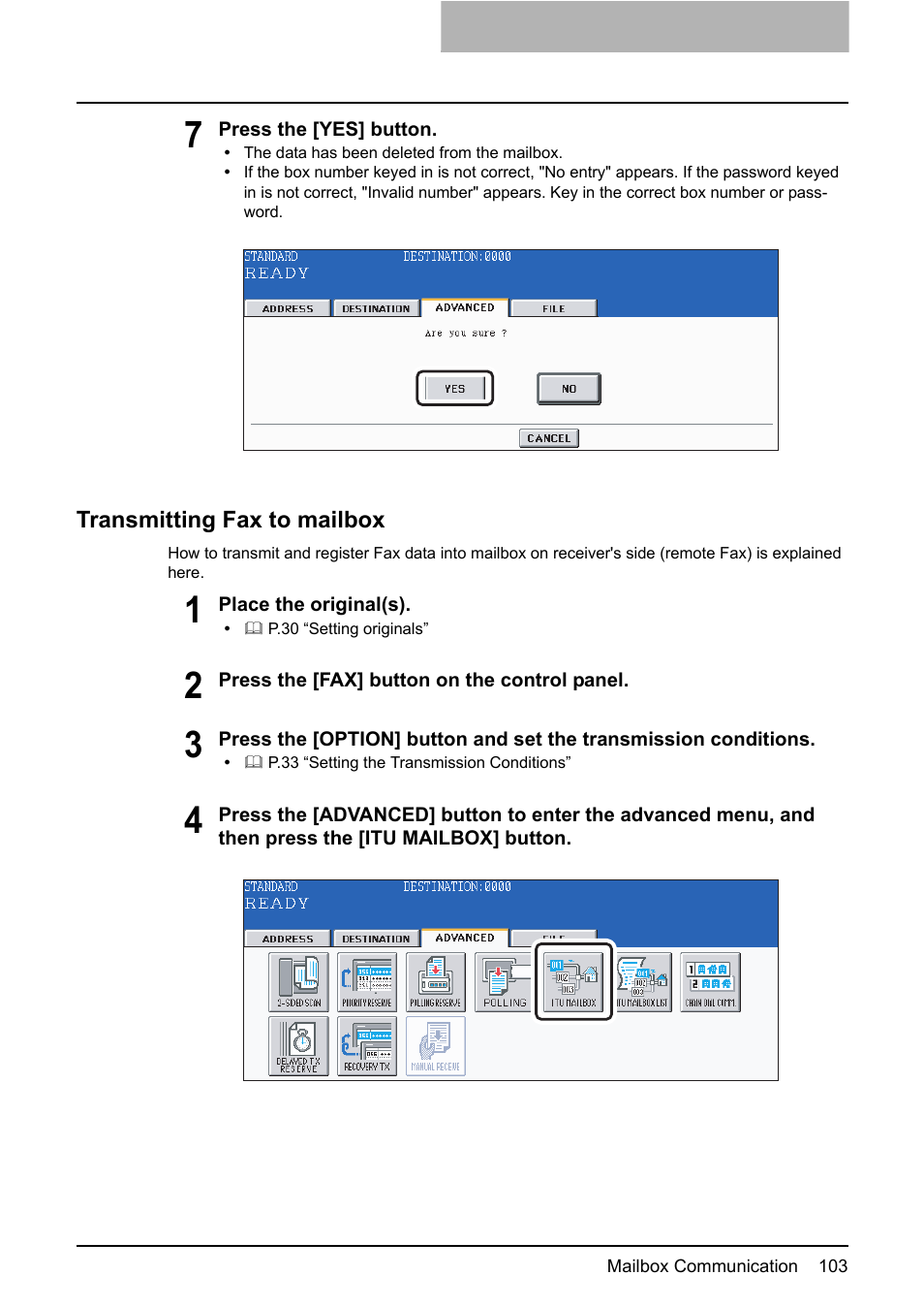 Transmitting fax to mailbox | Toshiba GD-1210 User Manual | Page 105 / 190