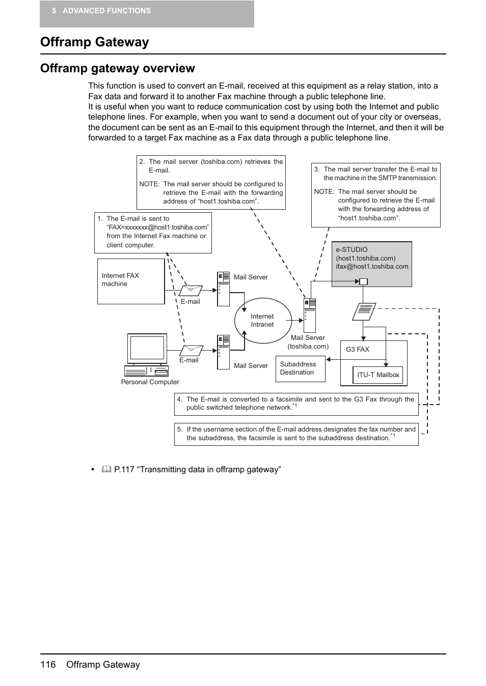 Offramp gateway, Offramp gateway overview, 116 offramp gateway | Toshiba GD-1210 User Manual | Page 118 / 190