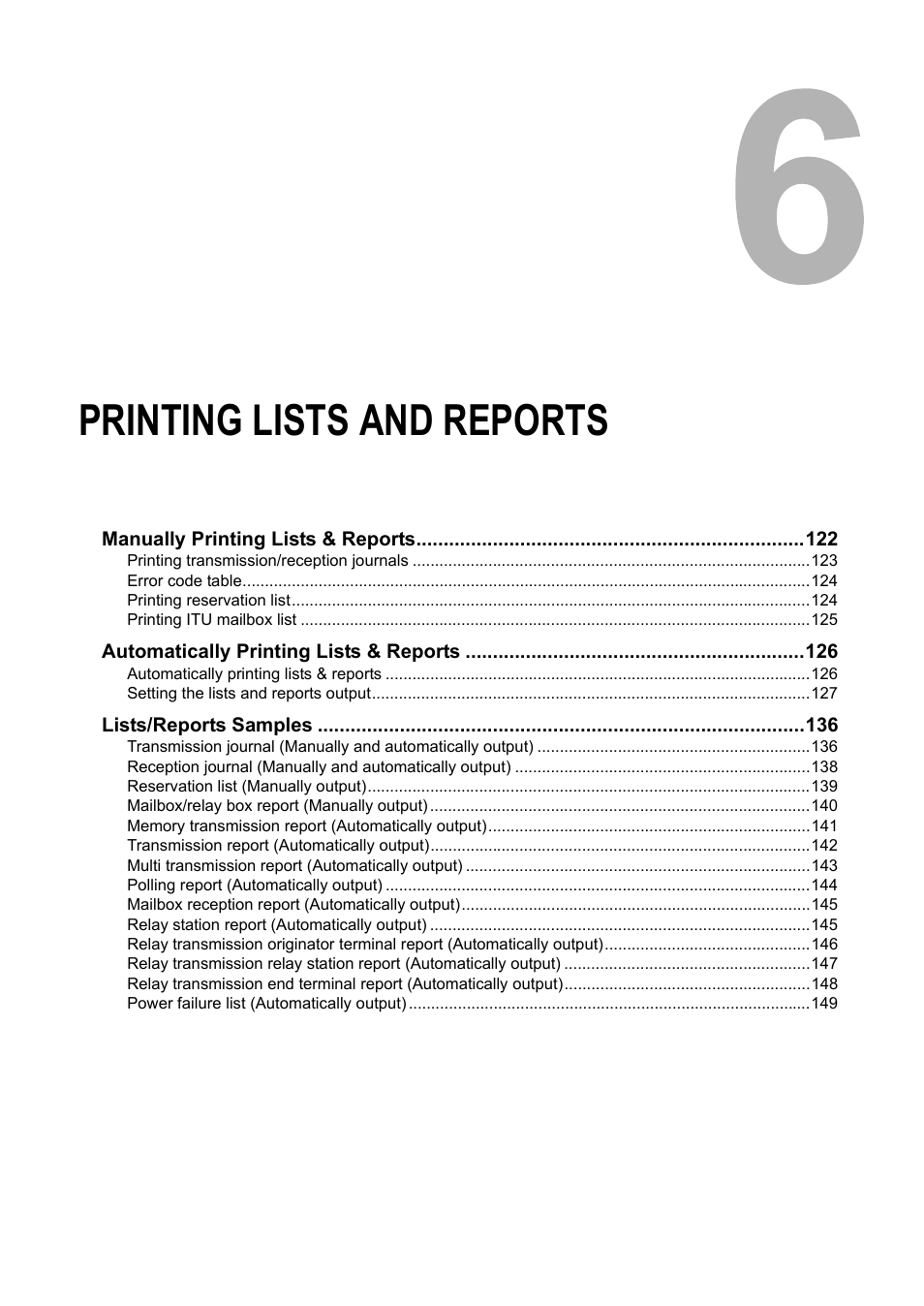 Printing lists and reports, Chapter 6 | Toshiba GD-1210 User Manual | Page 123 / 190