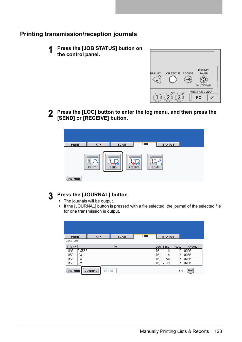 Printing transmission/reception journals | Toshiba GD-1210 User Manual | Page 125 / 190