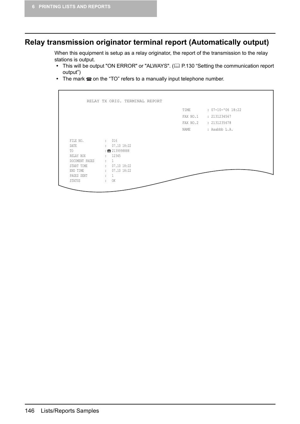 146 lists/reports samples | Toshiba GD-1210 User Manual | Page 148 / 190