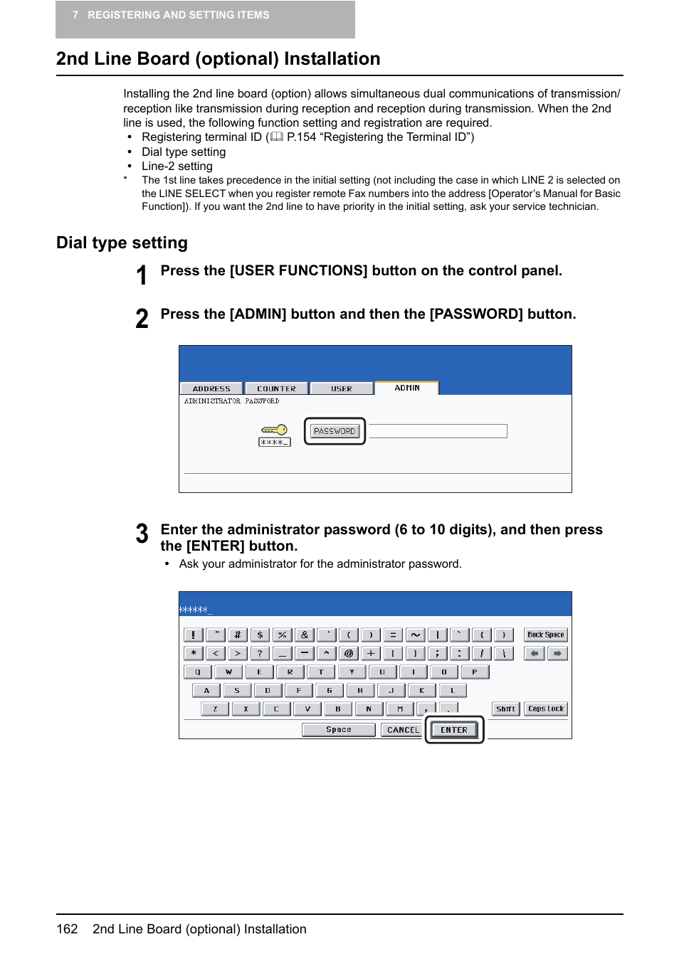2nd line board (optional) installation, Dial type setting | Toshiba GD-1210 User Manual | Page 164 / 190
