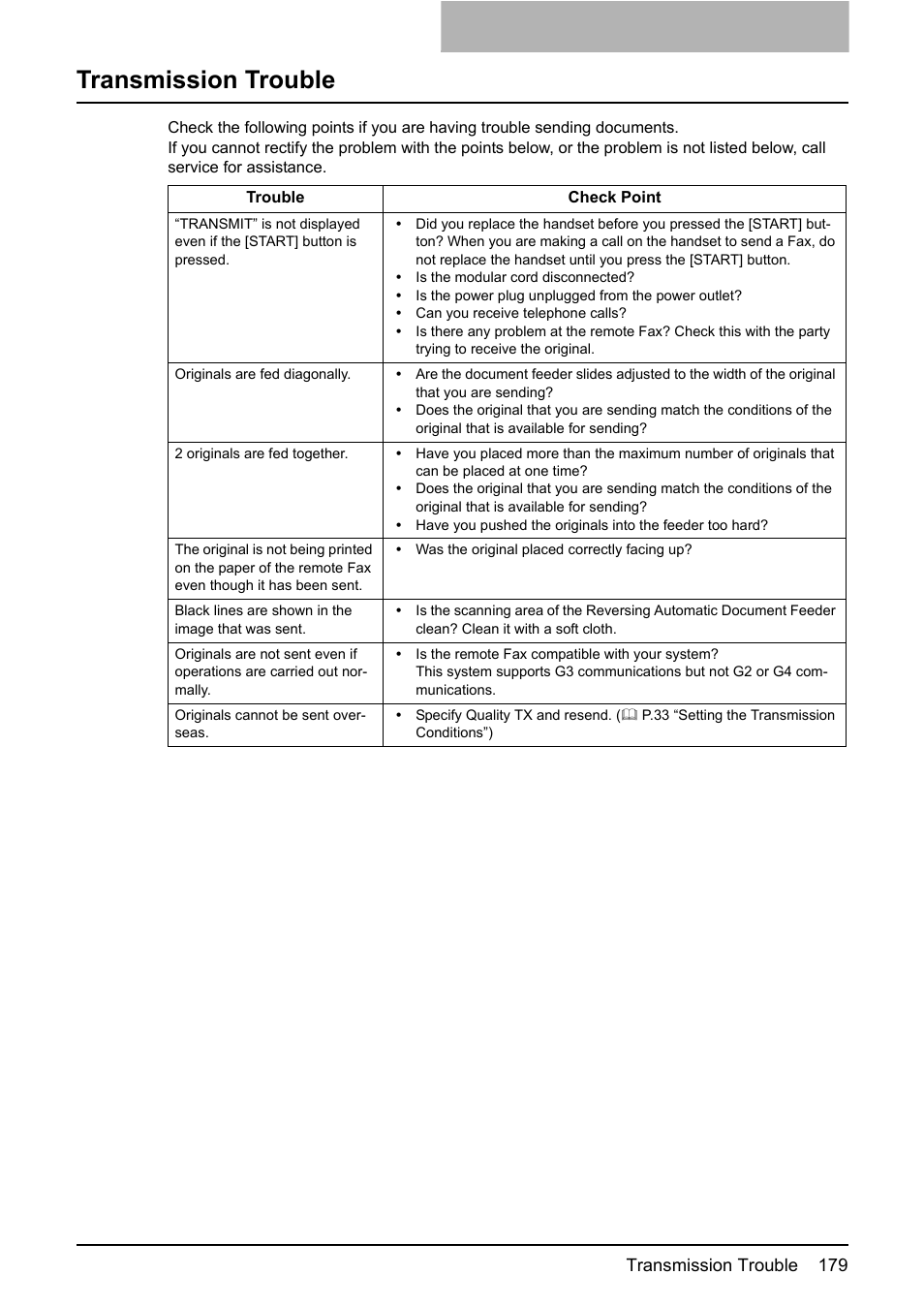 Transmission trouble, Transmission trouble 179 | Toshiba GD-1210 User Manual | Page 181 / 190