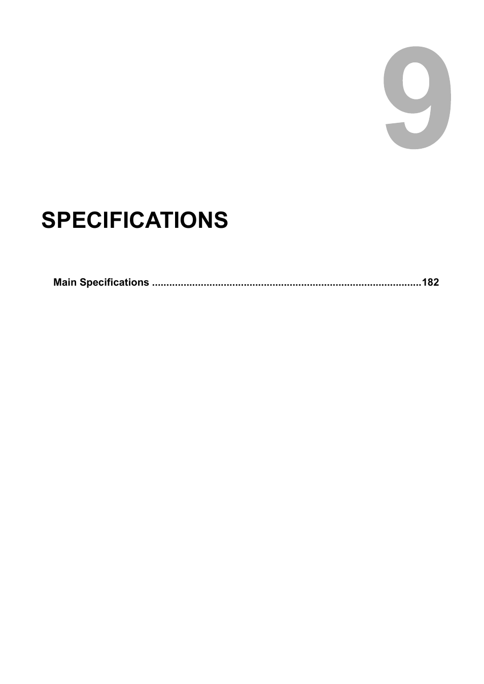 Specifications, Chapter 9 | Toshiba GD-1210 User Manual | Page 183 / 190