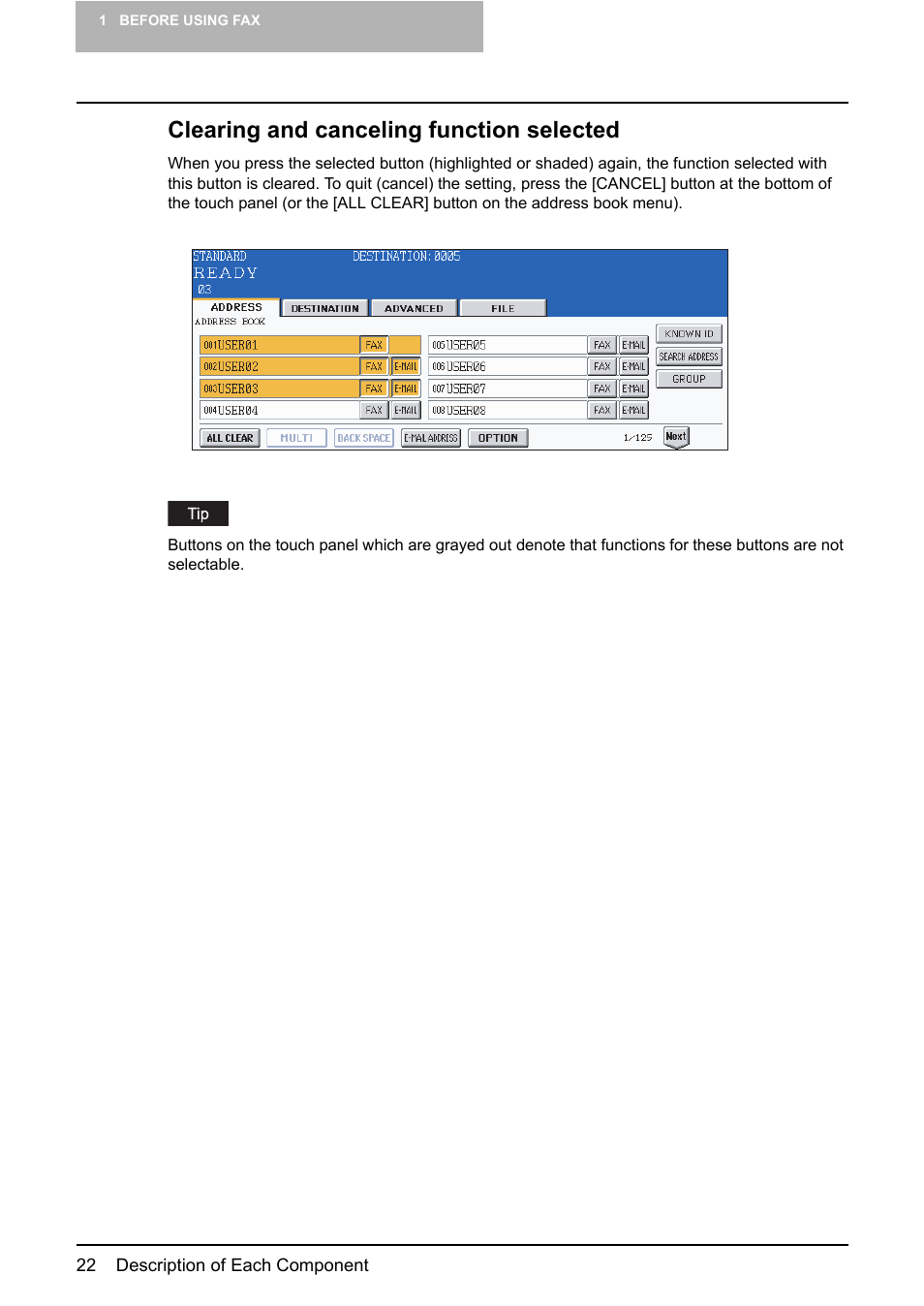 Clearing and canceling function selected | Toshiba GD-1210 User Manual | Page 24 / 190