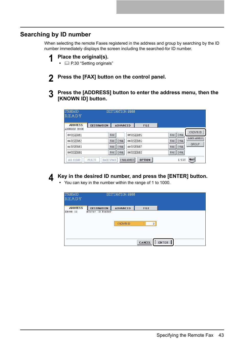 Searching by id number, P.43 “searching by id number”) | Toshiba GD-1210 User Manual | Page 45 / 190