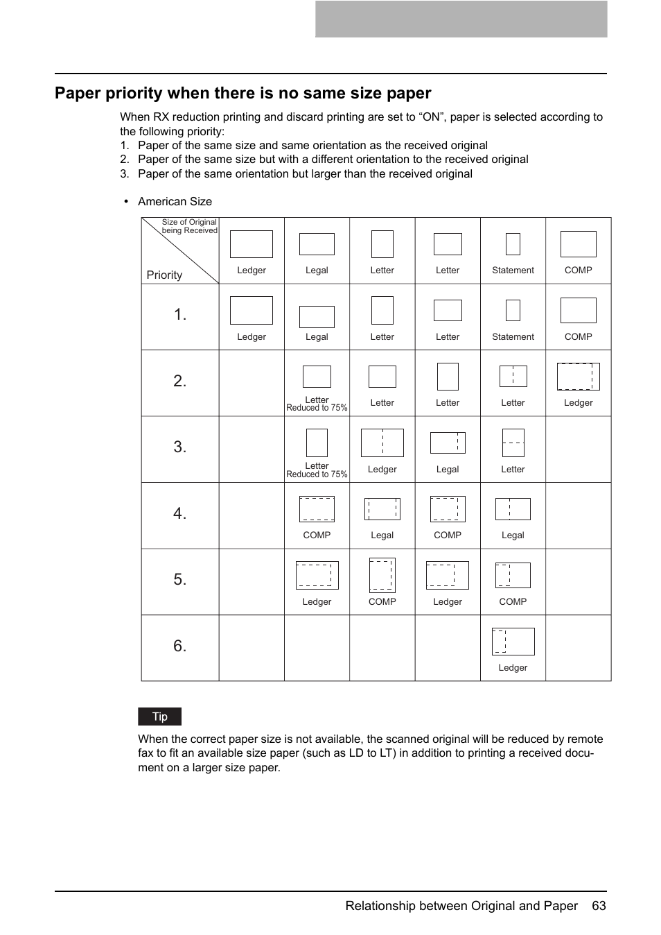 Paper priority when there is no same size paper | Toshiba GD-1210 User Manual | Page 65 / 190