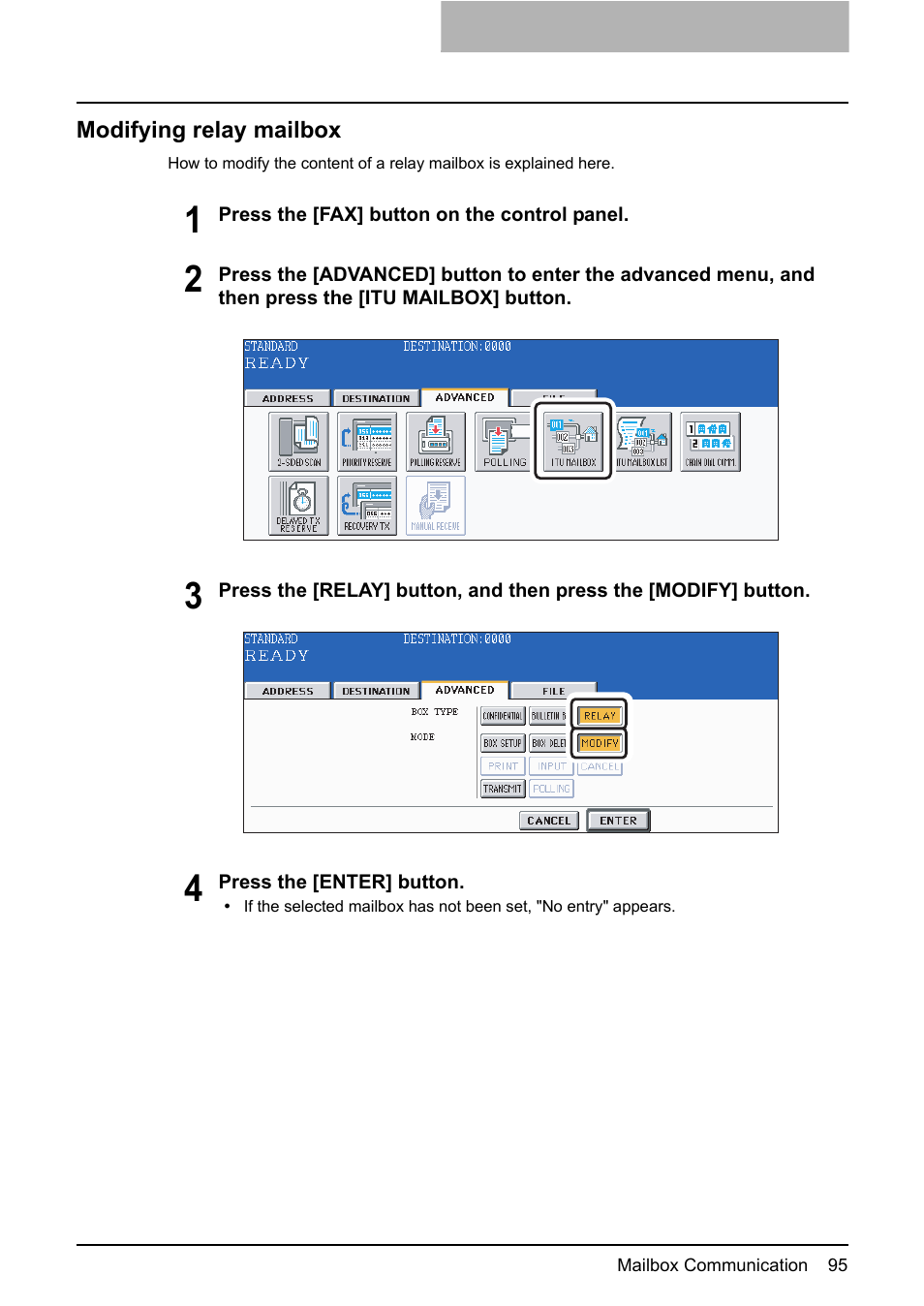 Modifying relay mailbox | Toshiba GD-1210 User Manual | Page 97 / 190