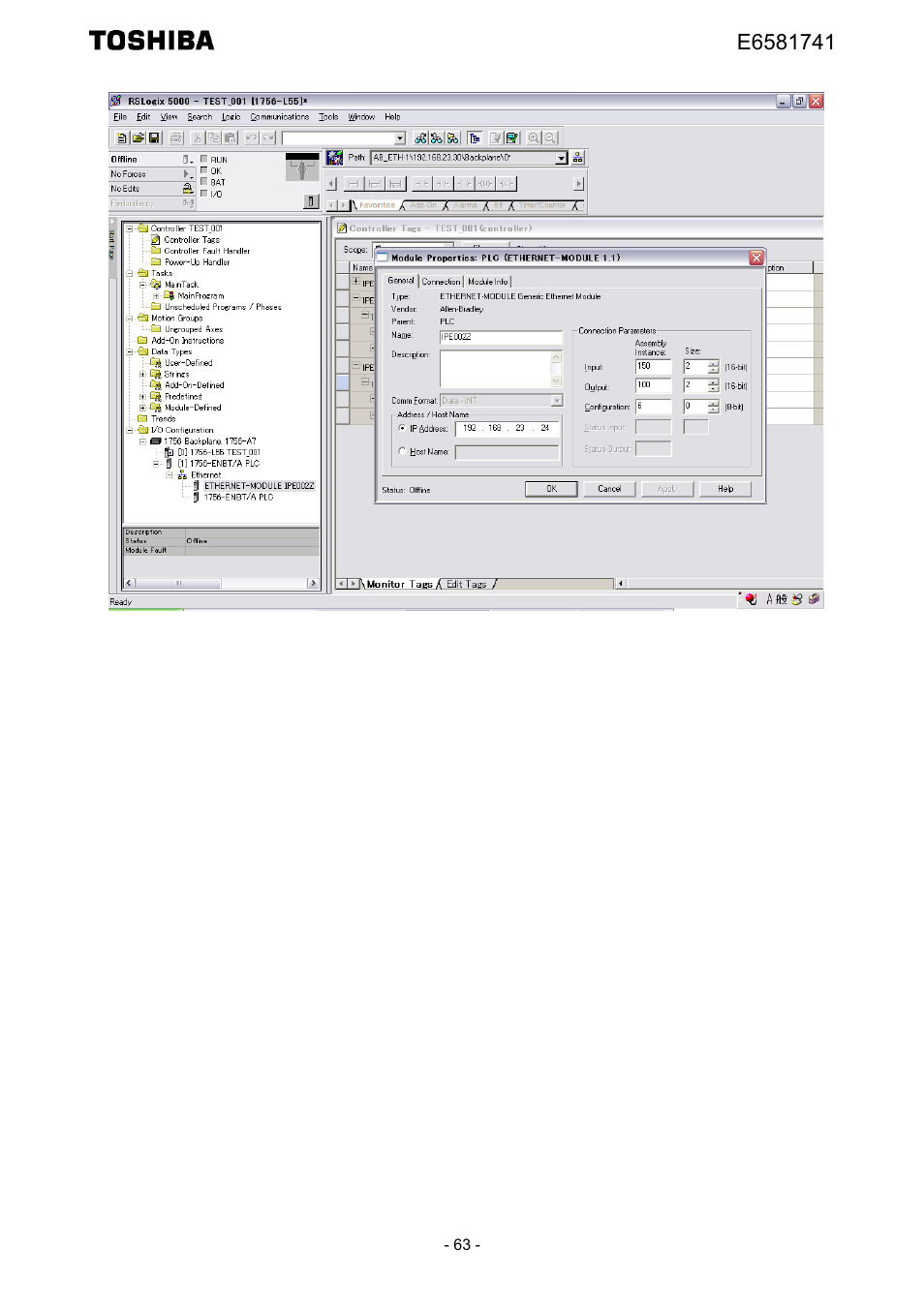 Toshiba Tosvert EtherNet/IP - Modbus TCP option IPE002Z User Manual | Page 64 / 89