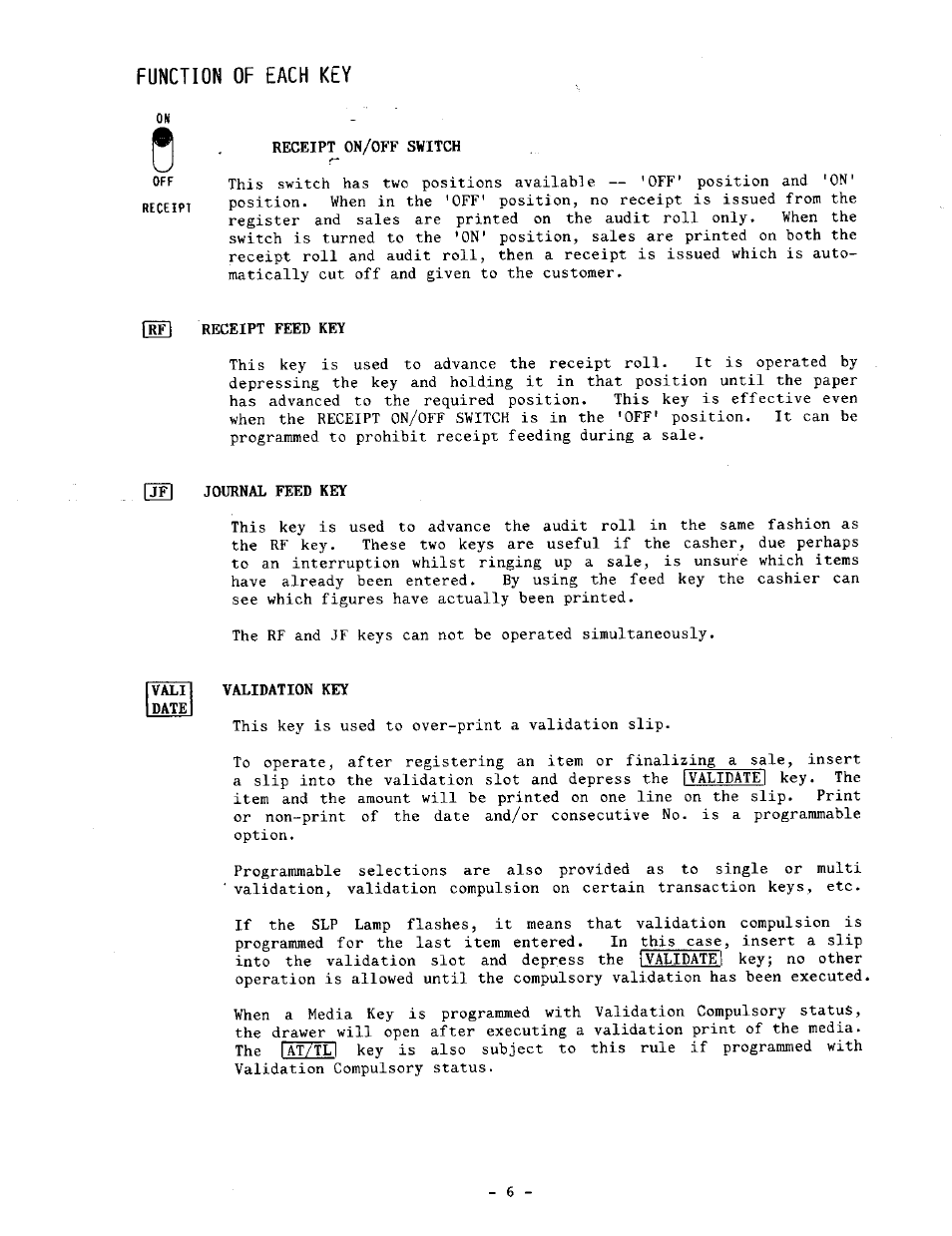 Function of each key | Toshiba TEC MA-1060-100 Series User Manual | Page 10 / 118