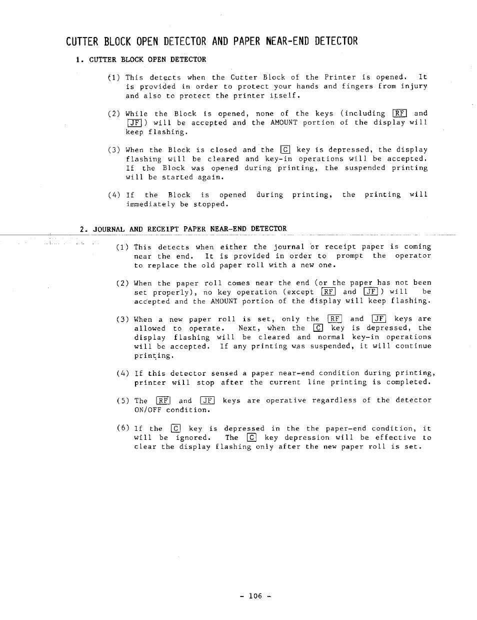 Cutter block open detector, Journal and receipt paper near-end detector | Toshiba TEC MA-1060-100 Series User Manual | Page 110 / 118